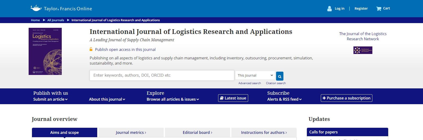 International Journal of Logistics Research and Applications
