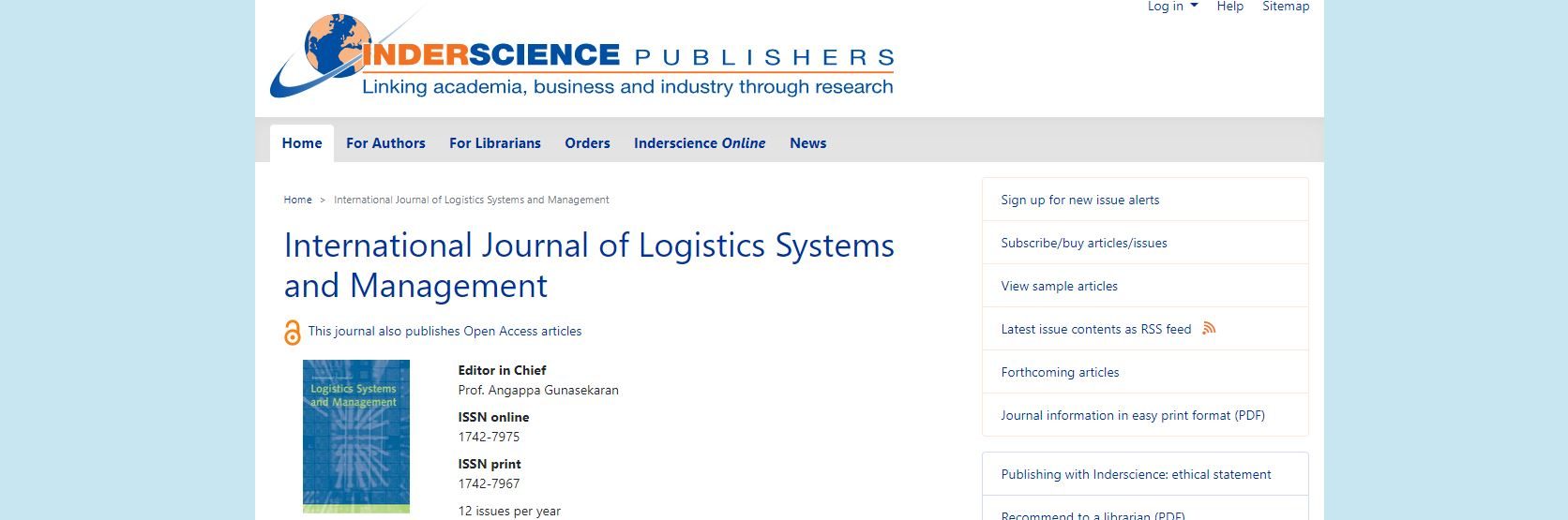 International Journal of Logistics Systems and Management